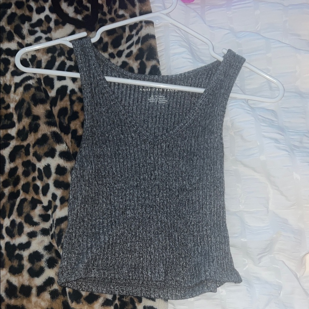 American Eagle Outfitters Charcoal Ribbed Top